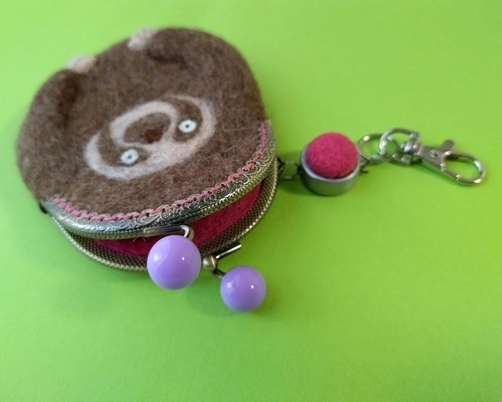 【羊毛フェルト】なまけもの君 パスケース | 2枚目