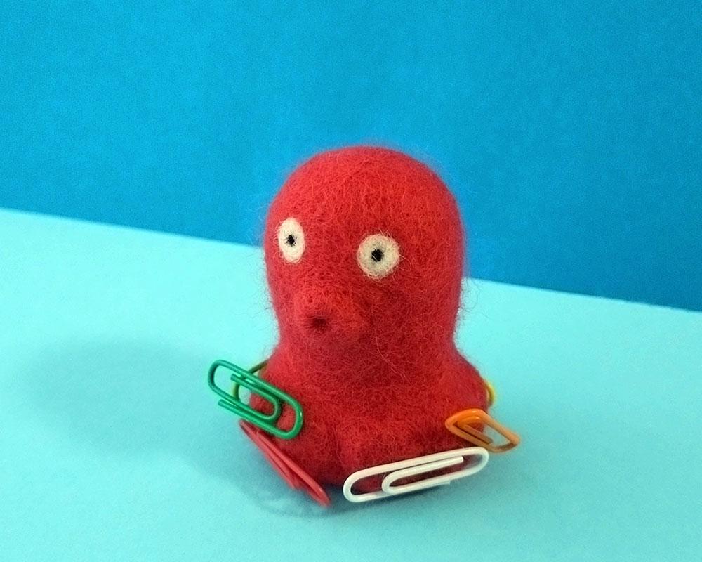 【羊毛フェルト】タコさんクリップホルダー | 2枚目