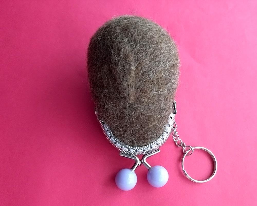 【羊毛フェルト】なまけもの君 みまもりがま口バッグチャーム | 6枚目