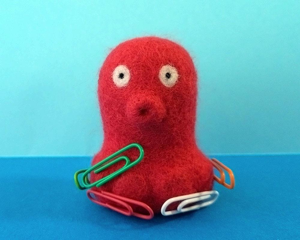 【羊毛フェルト】タコさんクリップホルダー1枚目の画像